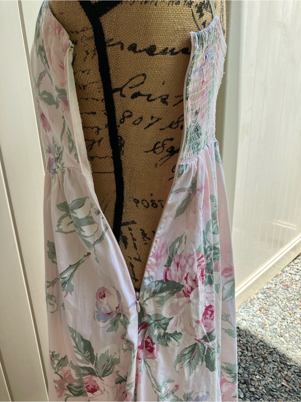 Floral strapless sweetheart basque waist 90s style dress small western festival - Picture 5 of 11